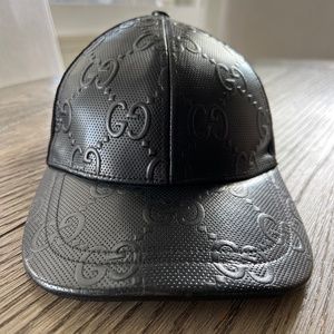 Mens leather Gucci baseball hat